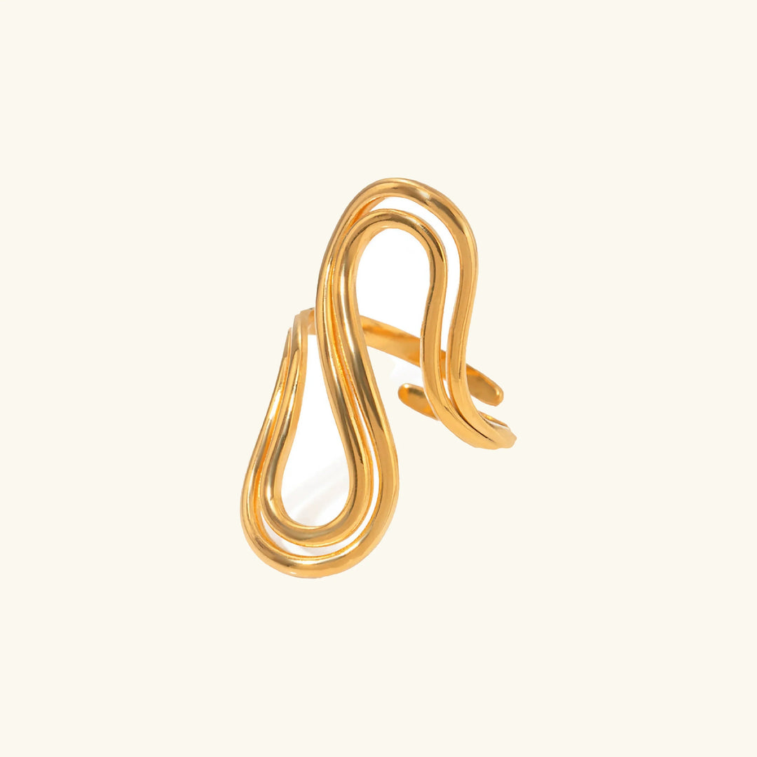 Gold-Plated Abstract Statement Ring for Women