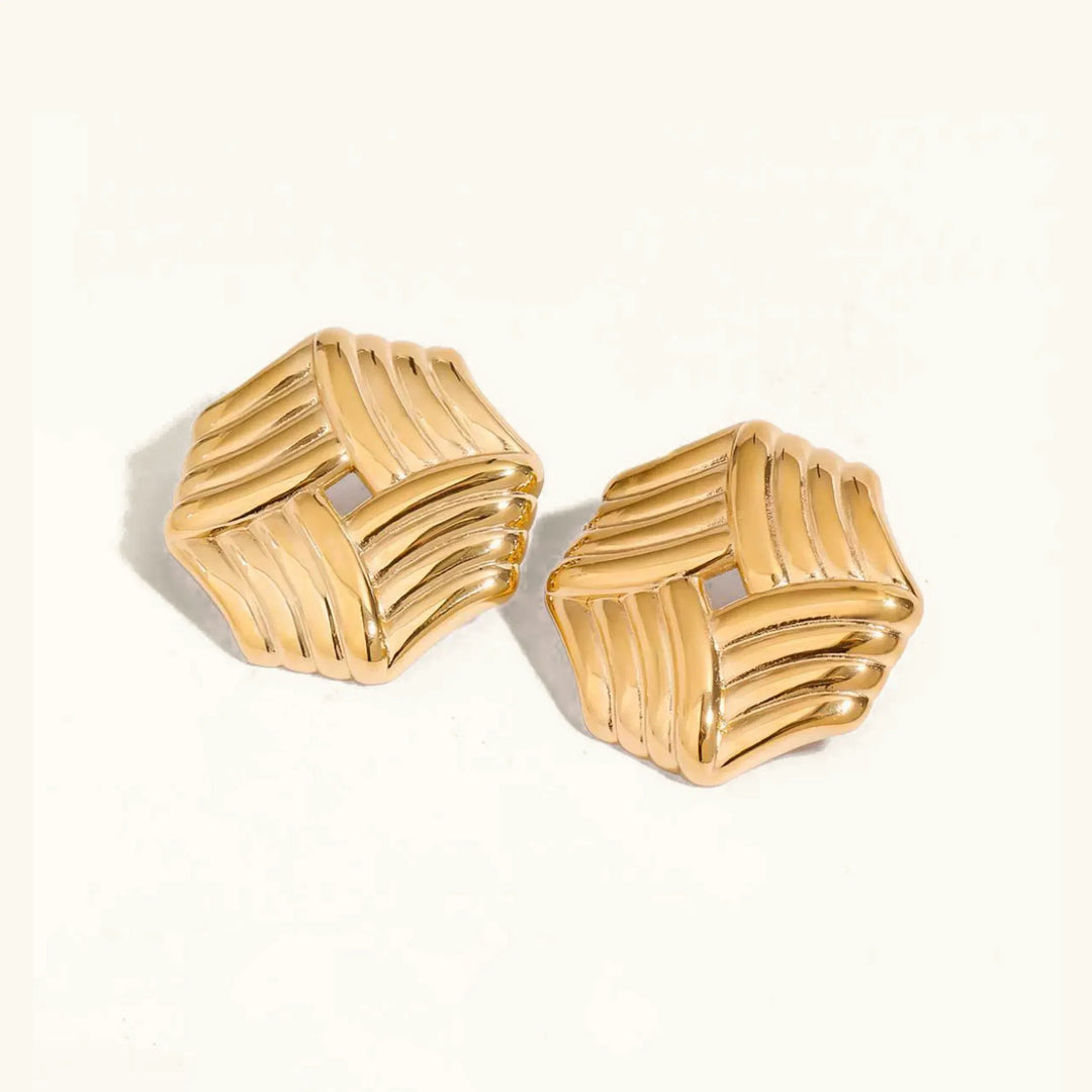 Gold-Plated Criss Cut Stud Earrings for Women
