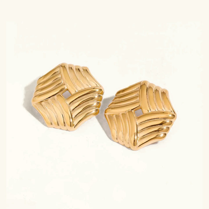 Gold-Plated Criss Cut Stud Earrings for Women