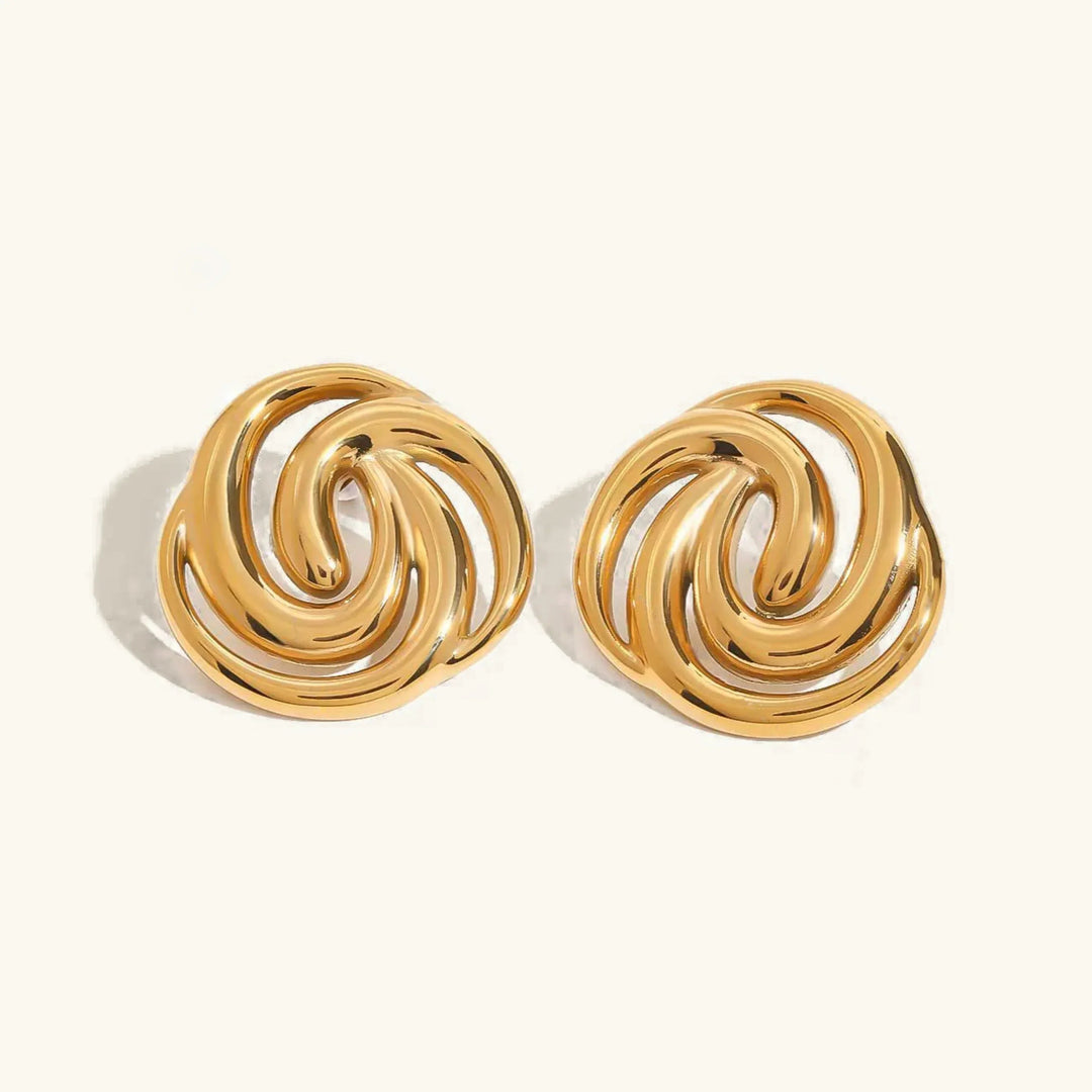 Gold-Plated Spiral Stud Earrings for Women