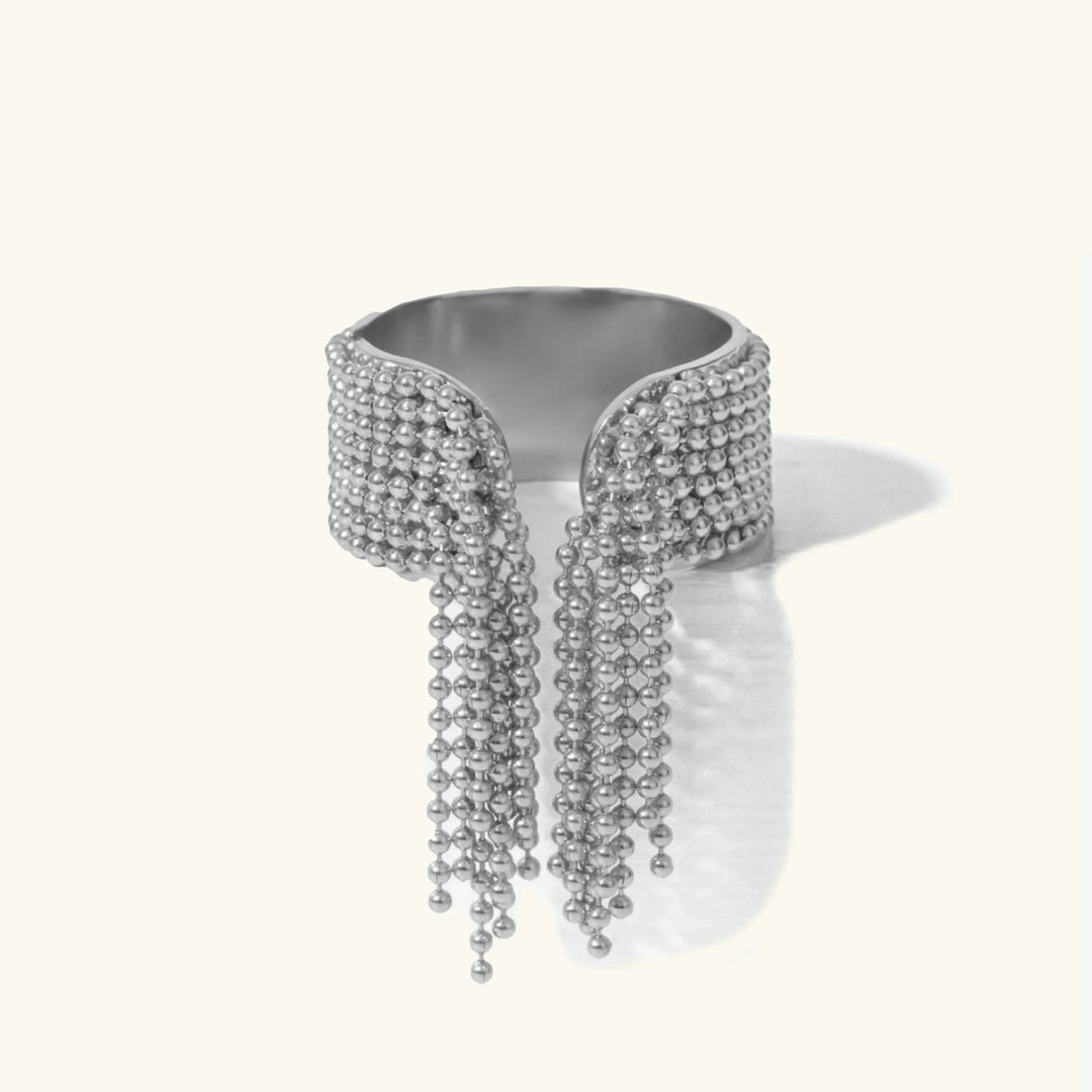 Gold-Plated Tassel Statement Ring for Women