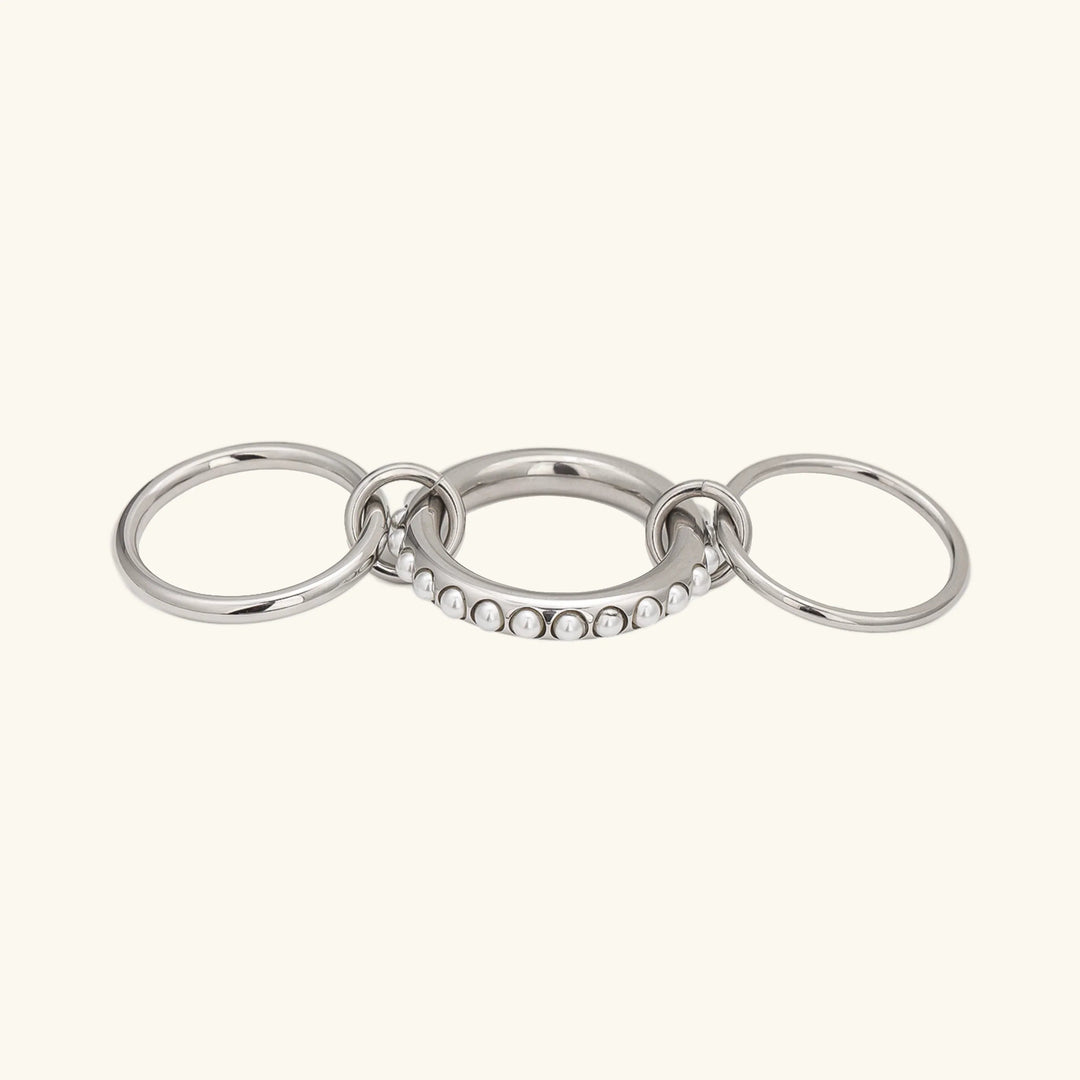 Gold-Plated Faux Pearl Stackable Ring for Women