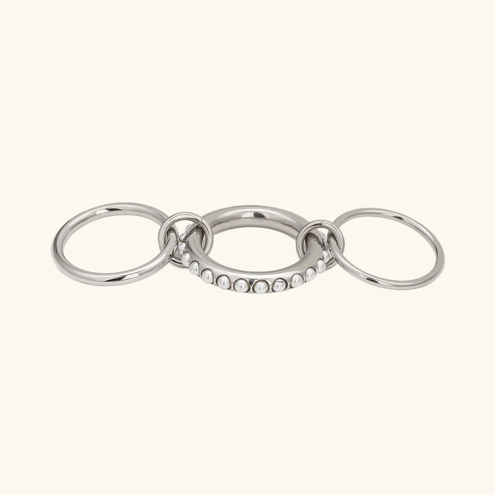Gold-Plated Faux Pearl Stackable Ring for Women