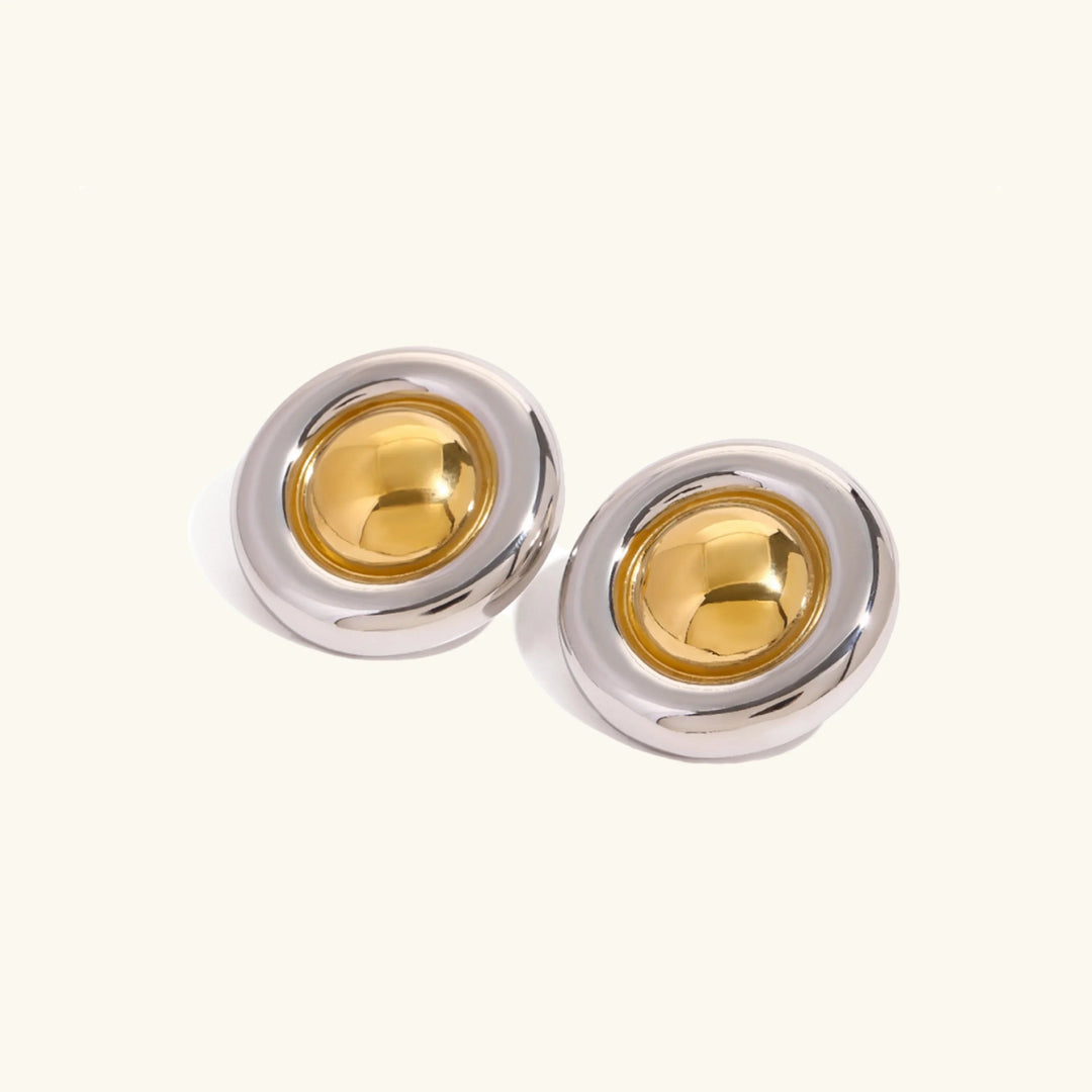 Gold-Plated Button Earrings for Women