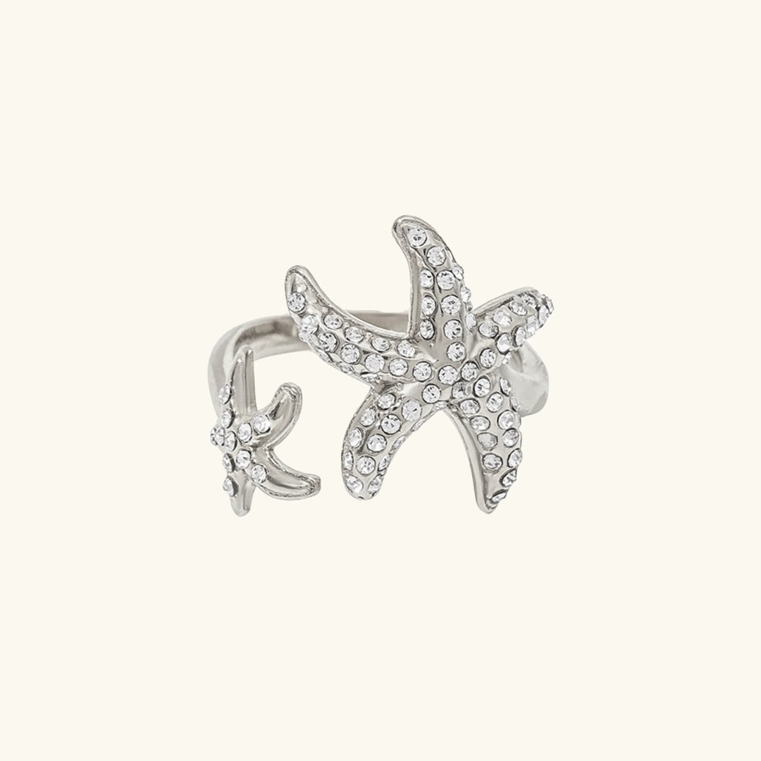 Gold-Plated Starfish Diamond Open Ring