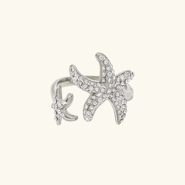 Gold-Plated Starfish Diamond Open Ring