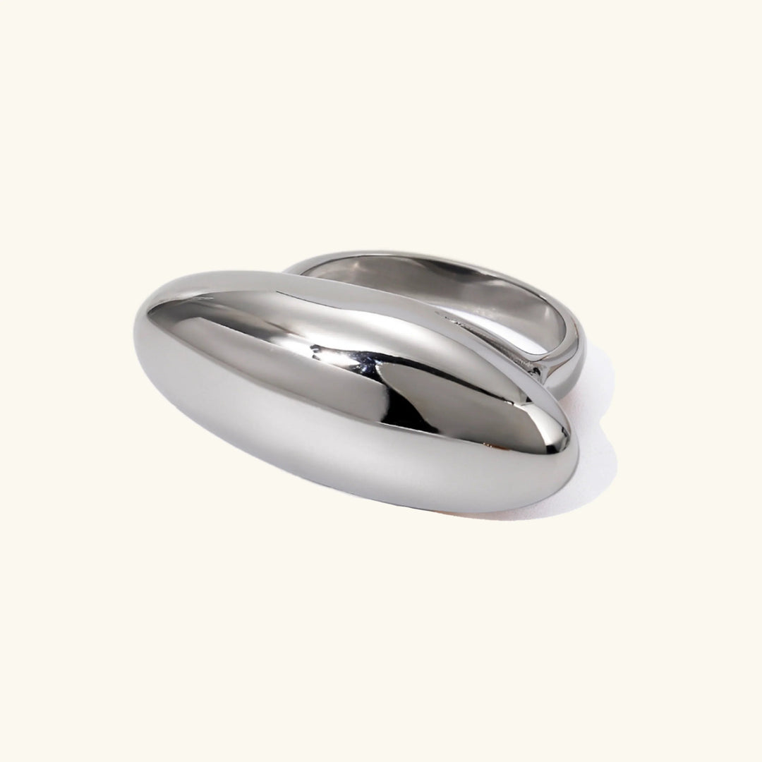 Gold-Plated Oval Stone Ring