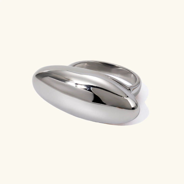 Gold-Plated Oval Stone Ring