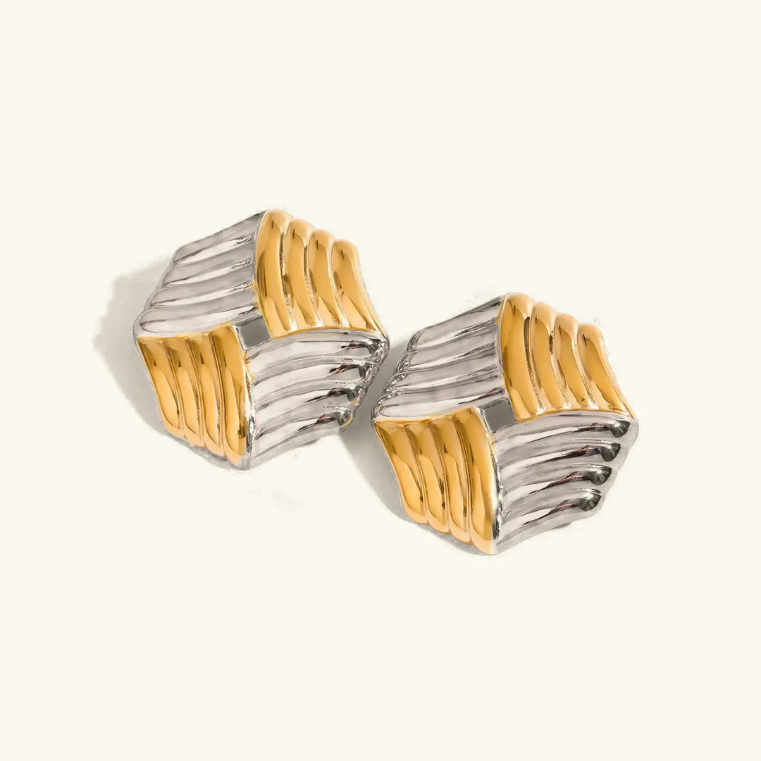 Gold-Plated Criss Cut Stud Earrings for Women