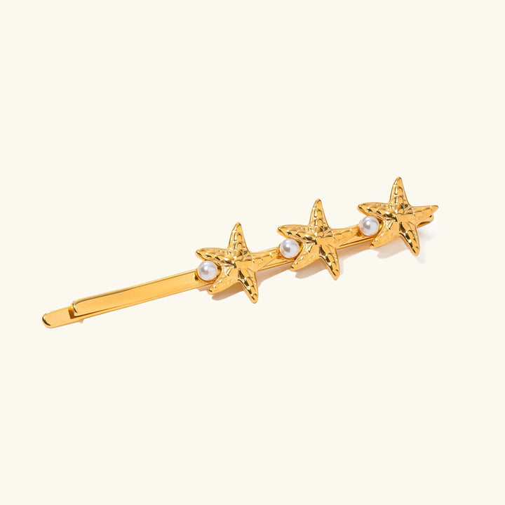 Gold-Plated Starfish-Faux Pearl French Pin