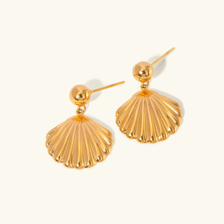 Gold-Plated Stainless Steel Shell Earrings