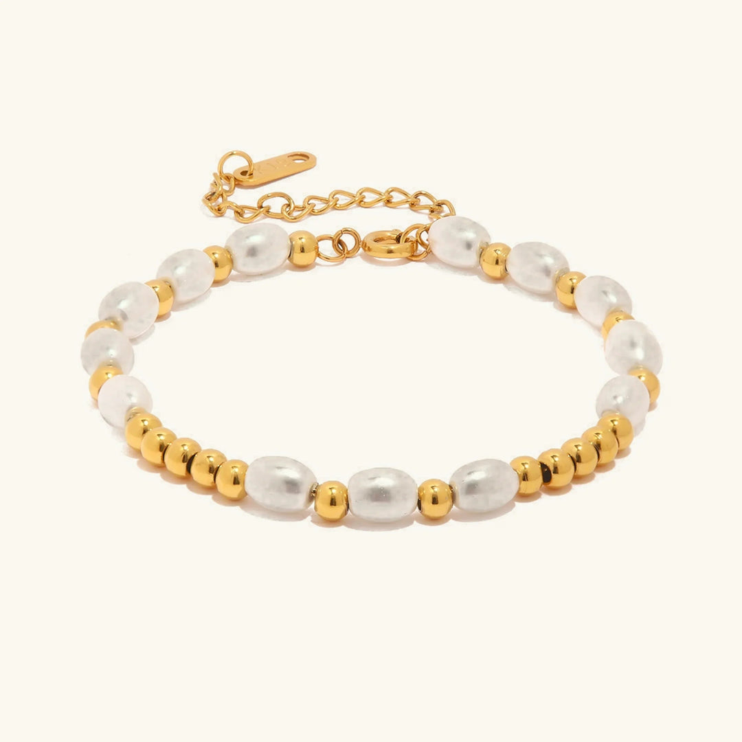 Gold-Plated Faux Pearl Beaded Bracelet for Women