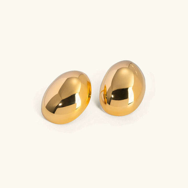 Gold-Plated Bean Stud Earrings for Women