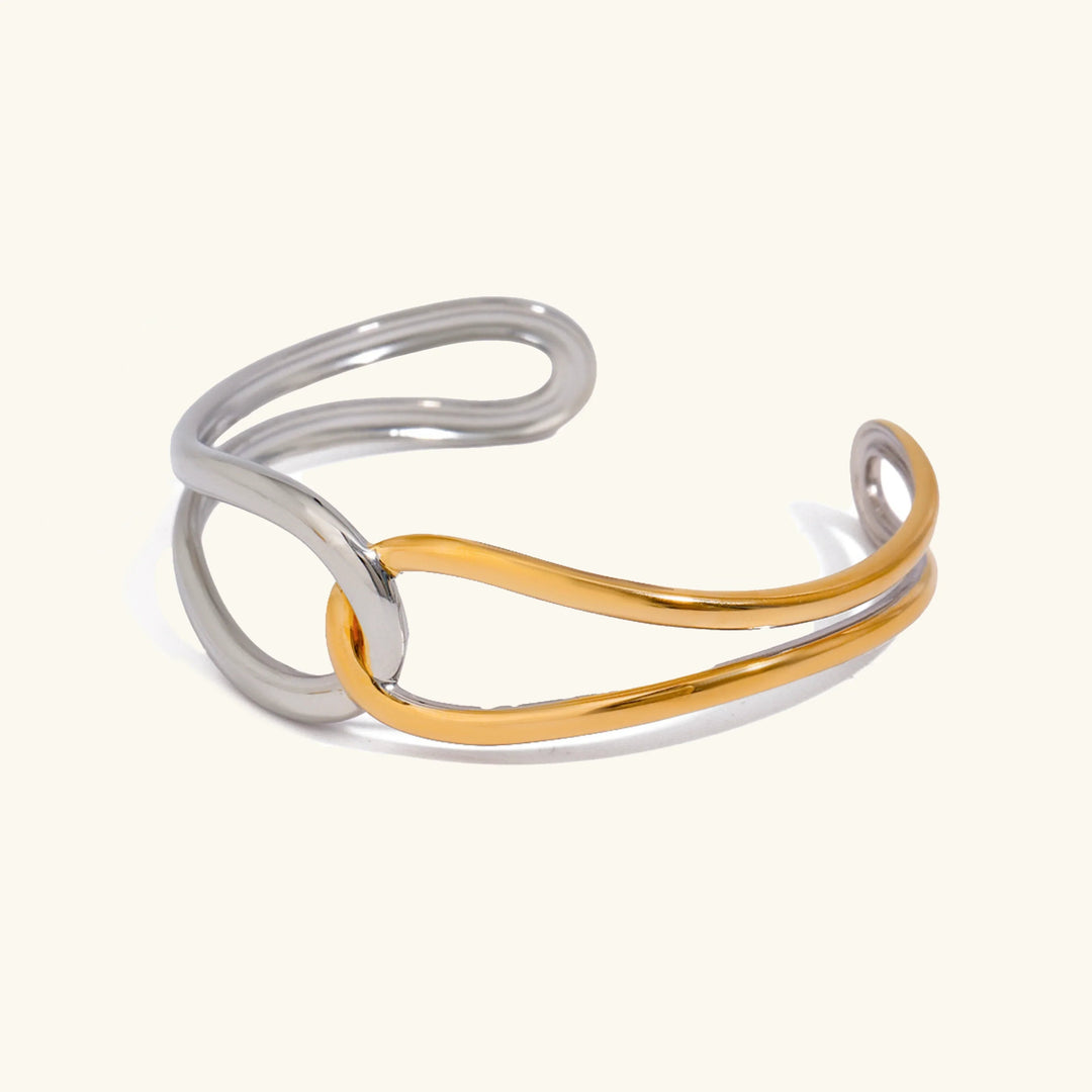 Gold-Plated Silver-Tone Cuff Bangle for Women