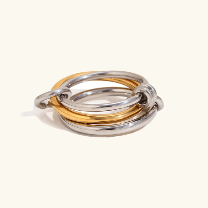 Gold-Plated Two-Tone Stackable Ring Set