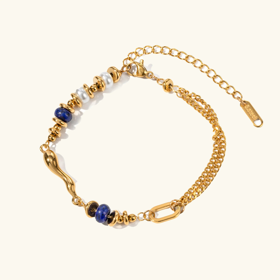 Gold-Plated Quintessa Layered Chain Pearl Bracelet