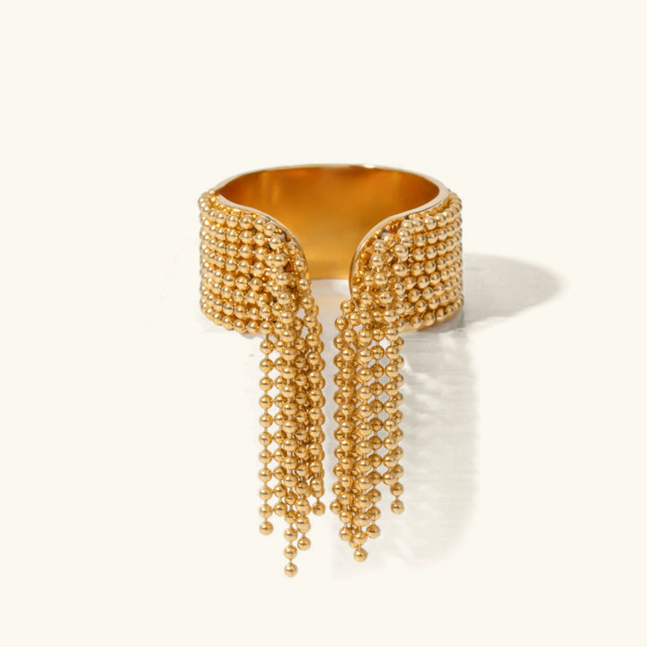 Gold-Plated Tassel Statement Ring for Women