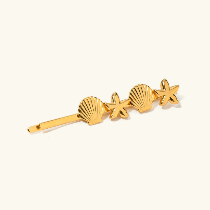Gold-Plated Starfish-Seashell French Pin