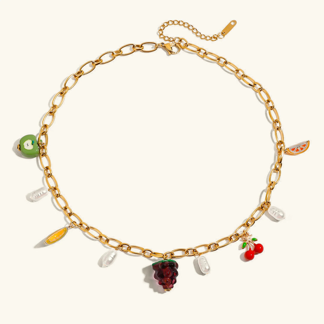 Gold-Plated Faux Pearl Charm Necklace for Women