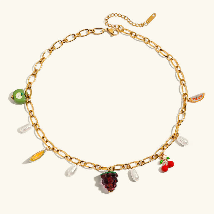 Gold-Plated Faux Pearl Charm Necklace for Women