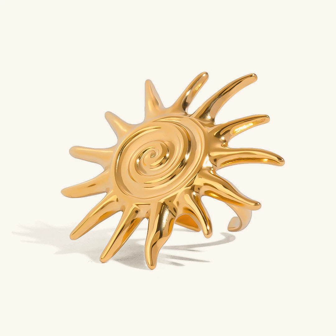 Gold-Plated Statement Sun Ring for Women
