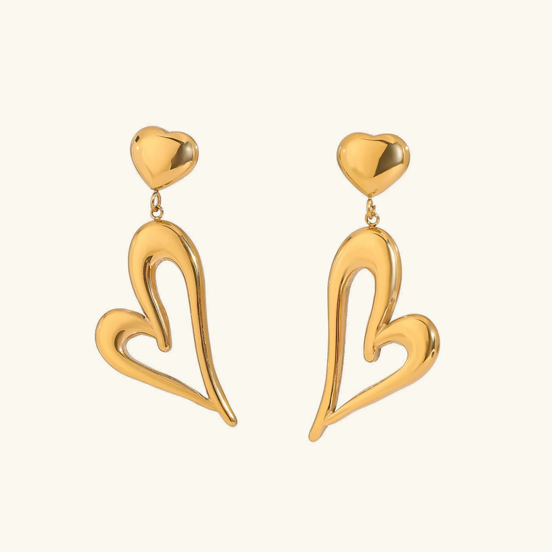 Gold-Plated Heart Drop Earrings for Women