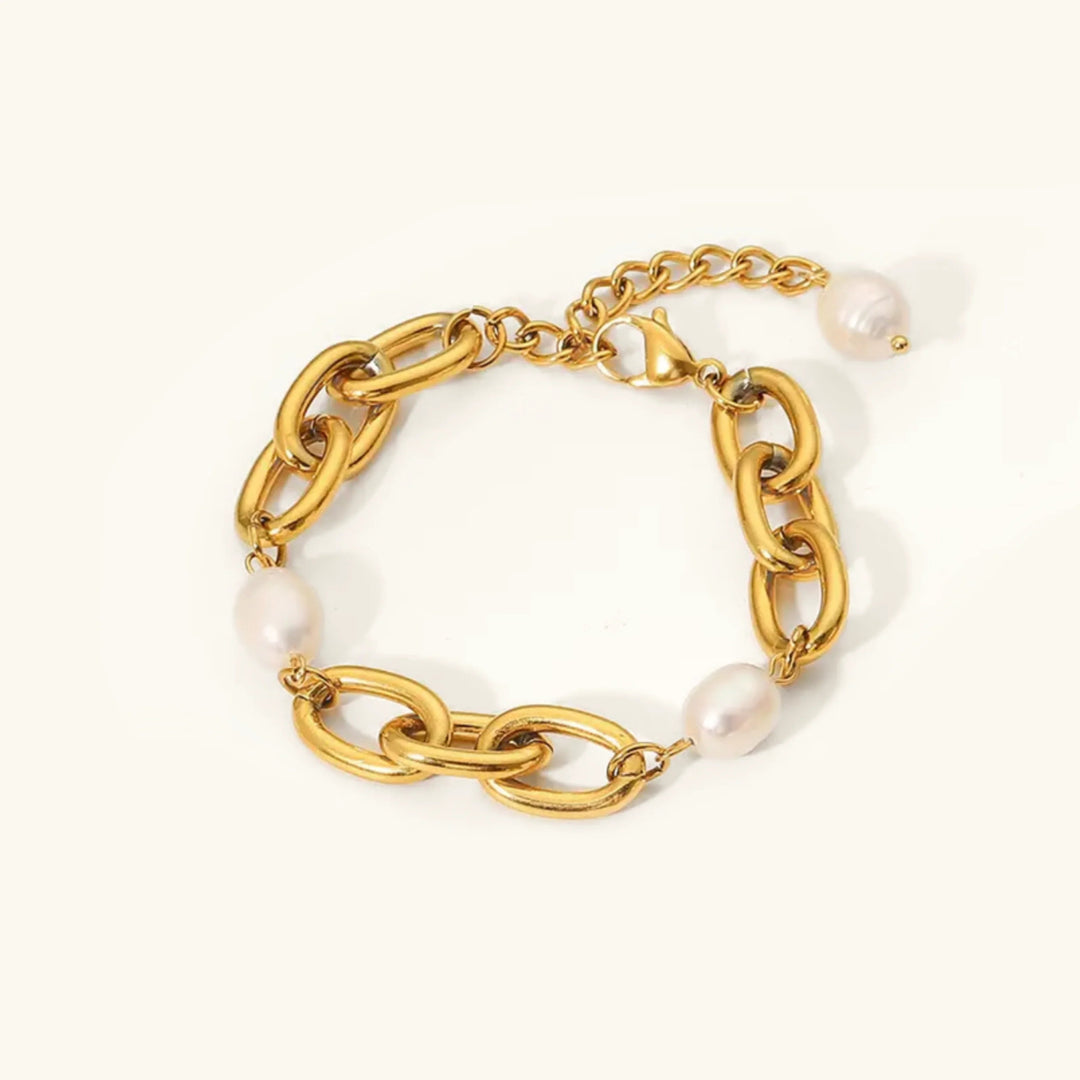 Gold-Plated Chunky Freshwater Pearl Bracelet