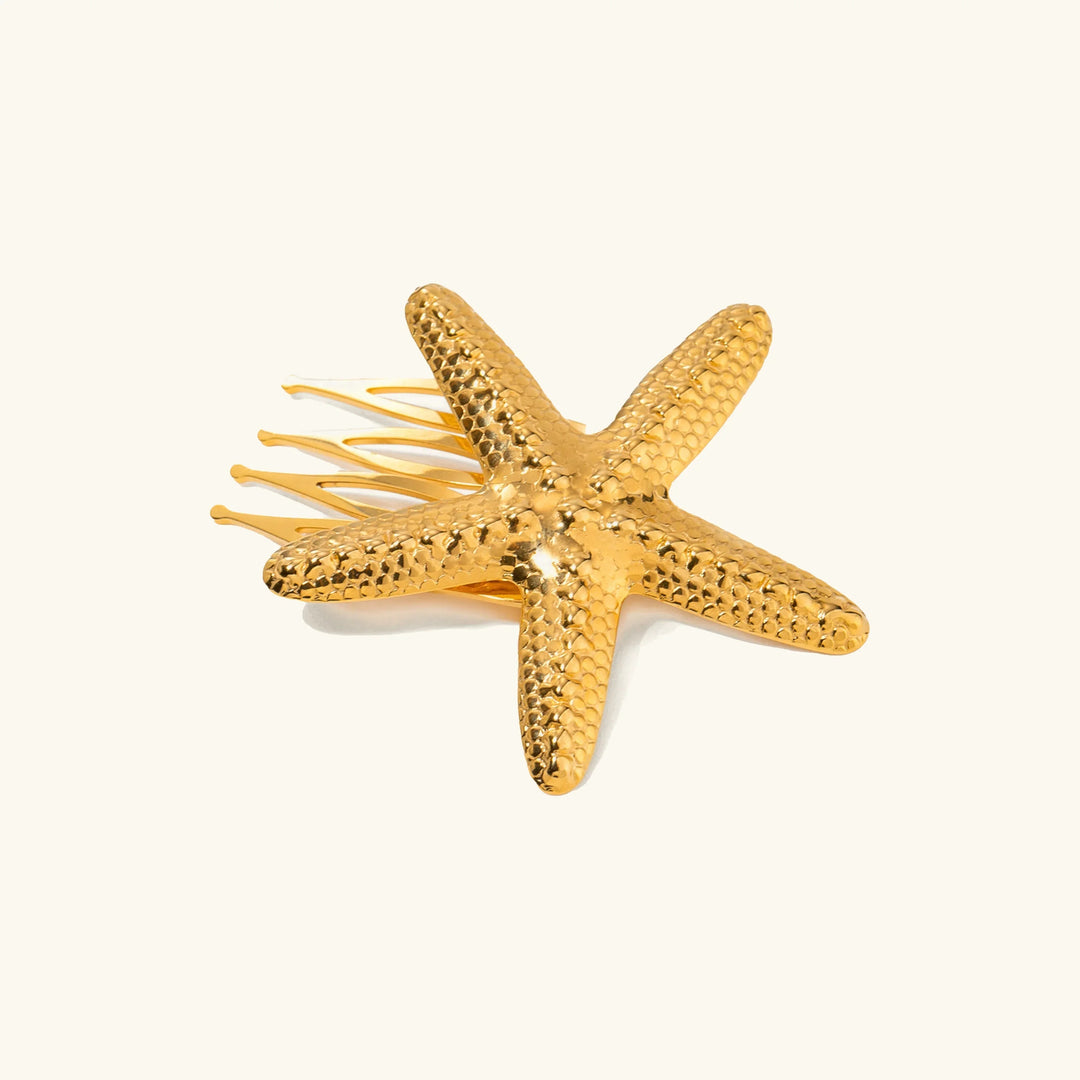 Starfish Gold-Plated Hair Comb for Women