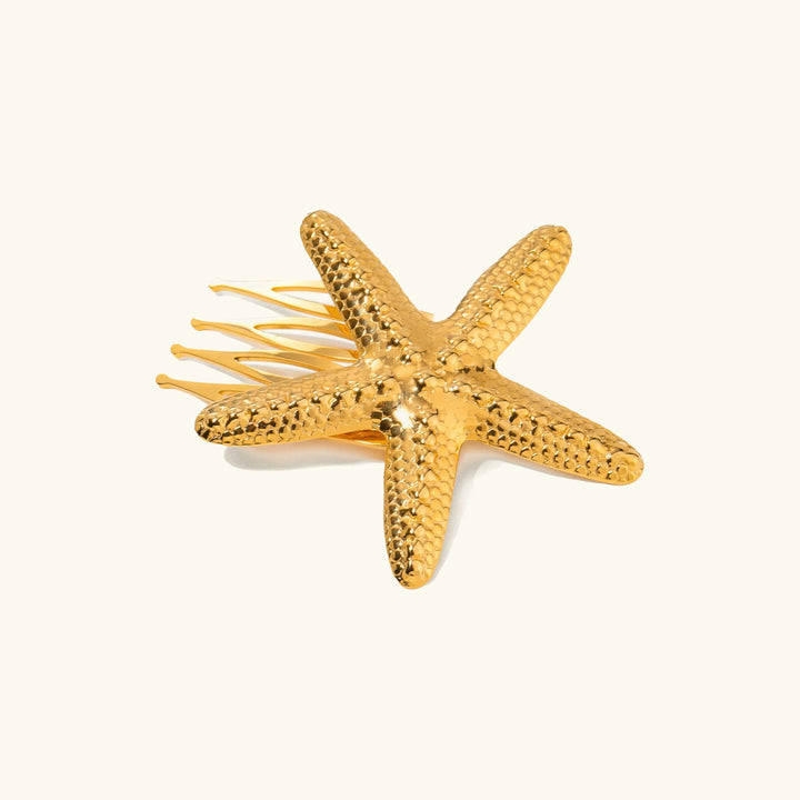 Starfish Gold-Plated Hair Comb for Women
