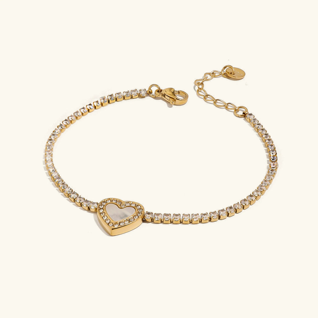 Gold-Plated CZ Heart Tennis Bracelet