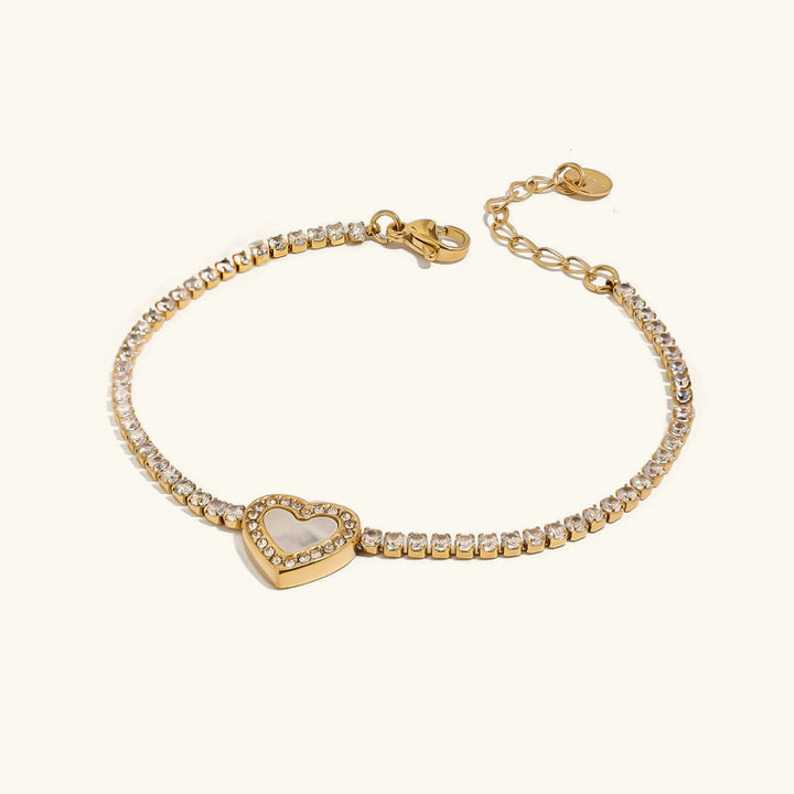 Gold-Plated CZ Heart Tennis Bracelet