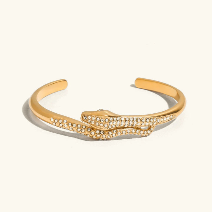 Gold-Plated Cubic Zirconia Serpentine Bangle Bracelet for Women