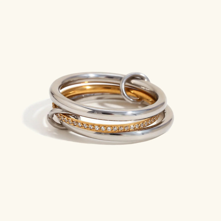 Silver-Tone CZ Stackable Ring for Women