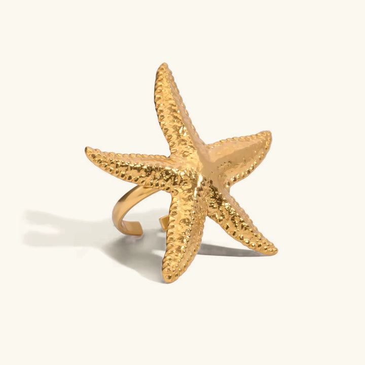 Gold-Plated Starfish Statement Ring for Women