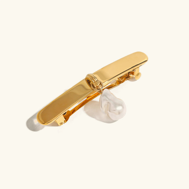Gold-Plated Faux Pearl Hair Clip