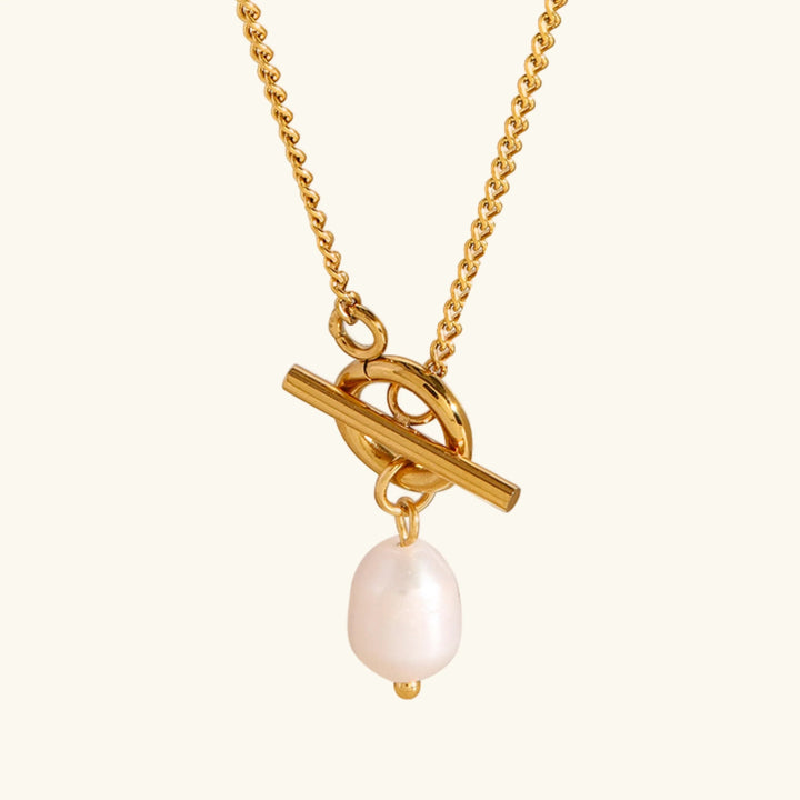 Gold-Plated Faux Pearl Pendant Necklace for Women