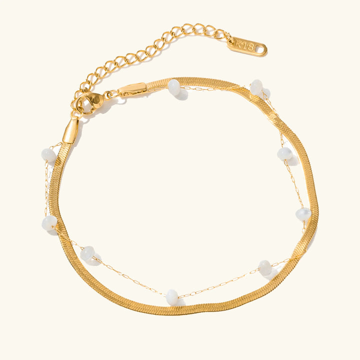 Gold-Plated Faux Pearl Layered Anklet for Women