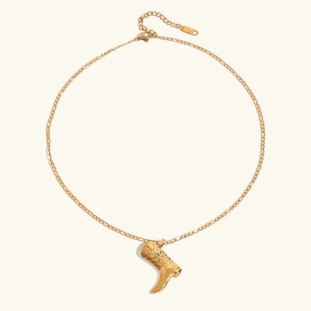 Gold-Plated CZ Boot Pendant Necklace for Women