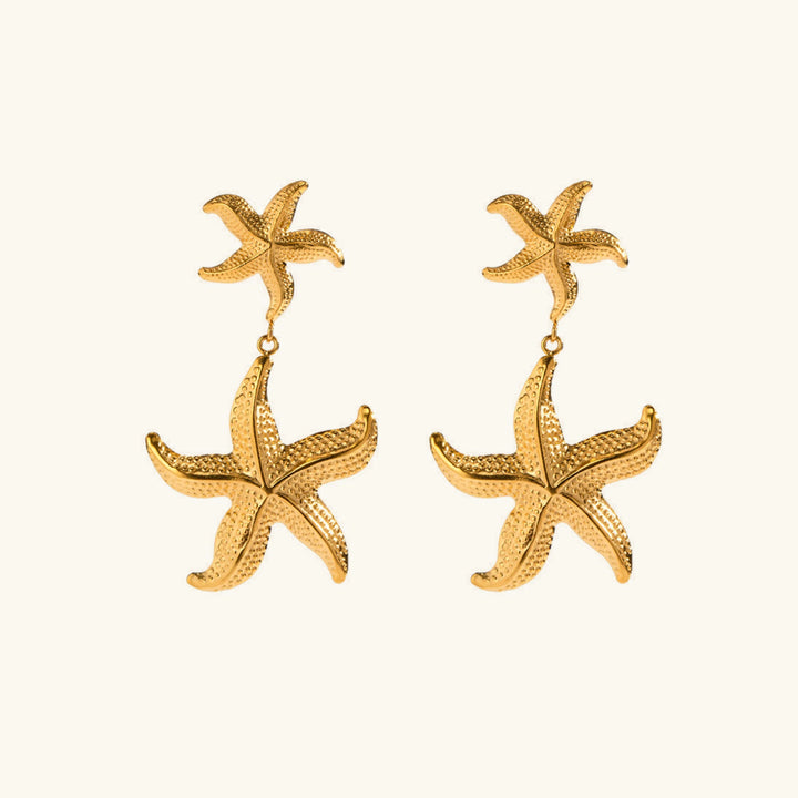Gold-Plated Stainless Steel Starfish Drop Earrings