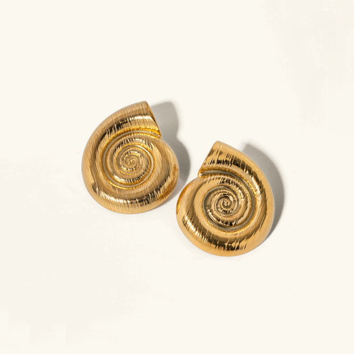Gold-Plated Shell Stud Earrings for Women