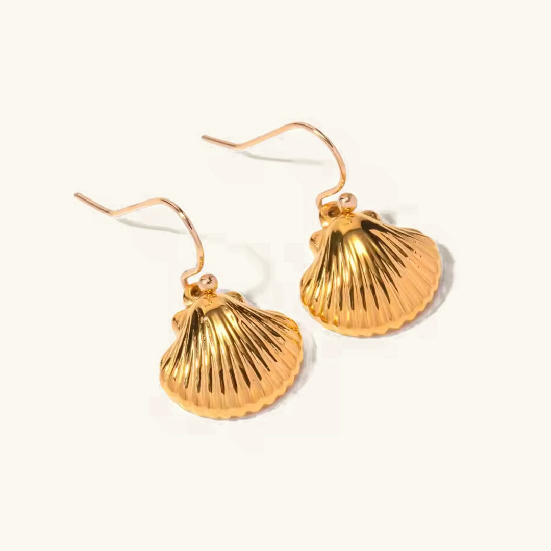 Gold-Plated Breeze Seashell Earrings