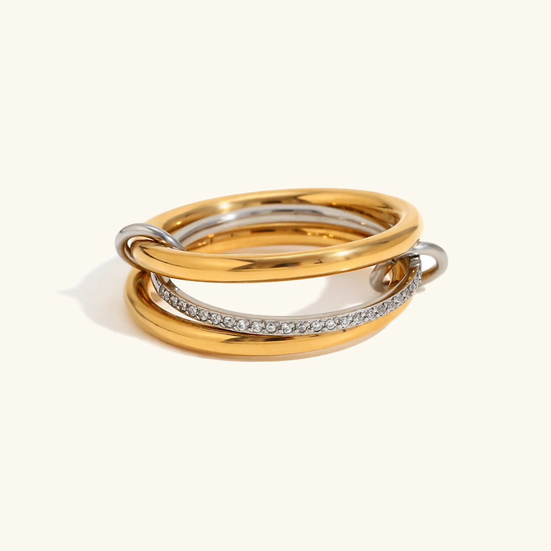 Gold-Plated CZ Stackable Ring for Women