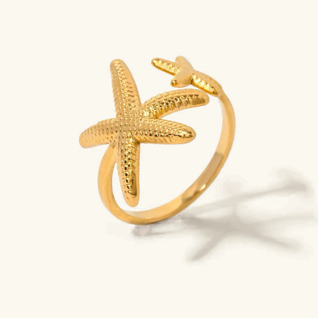 Gold-Plated Starfish Statement Ring for Women