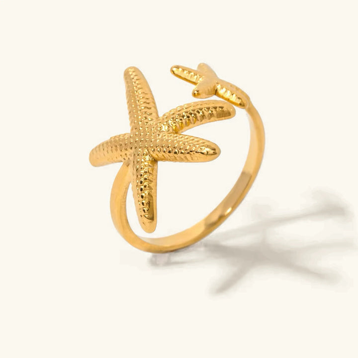 Gold-Plated Starfish Statement Ring for Women