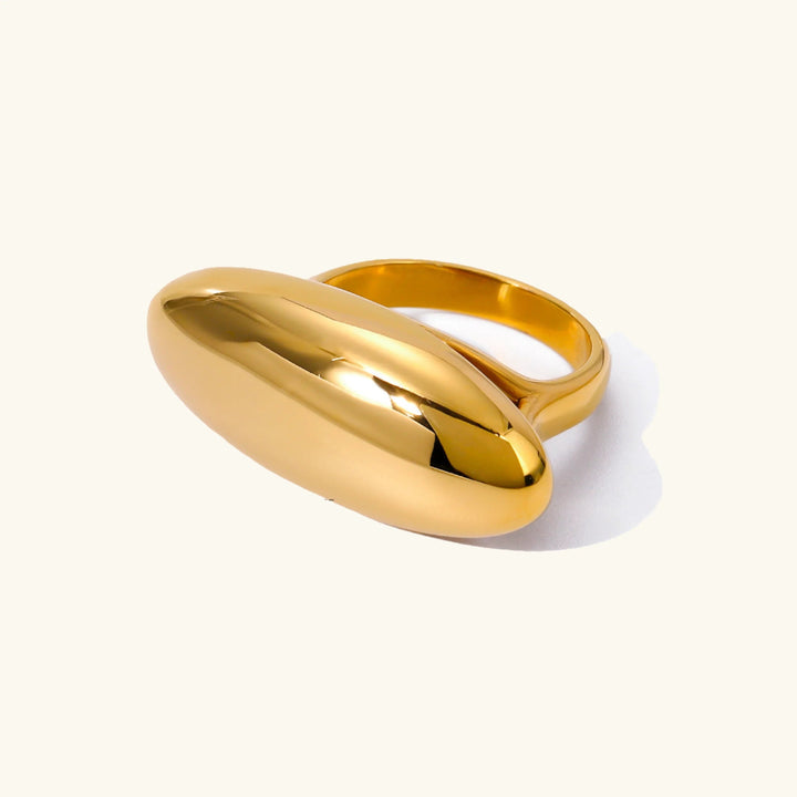 Gold-Plated Oval Stone Ring