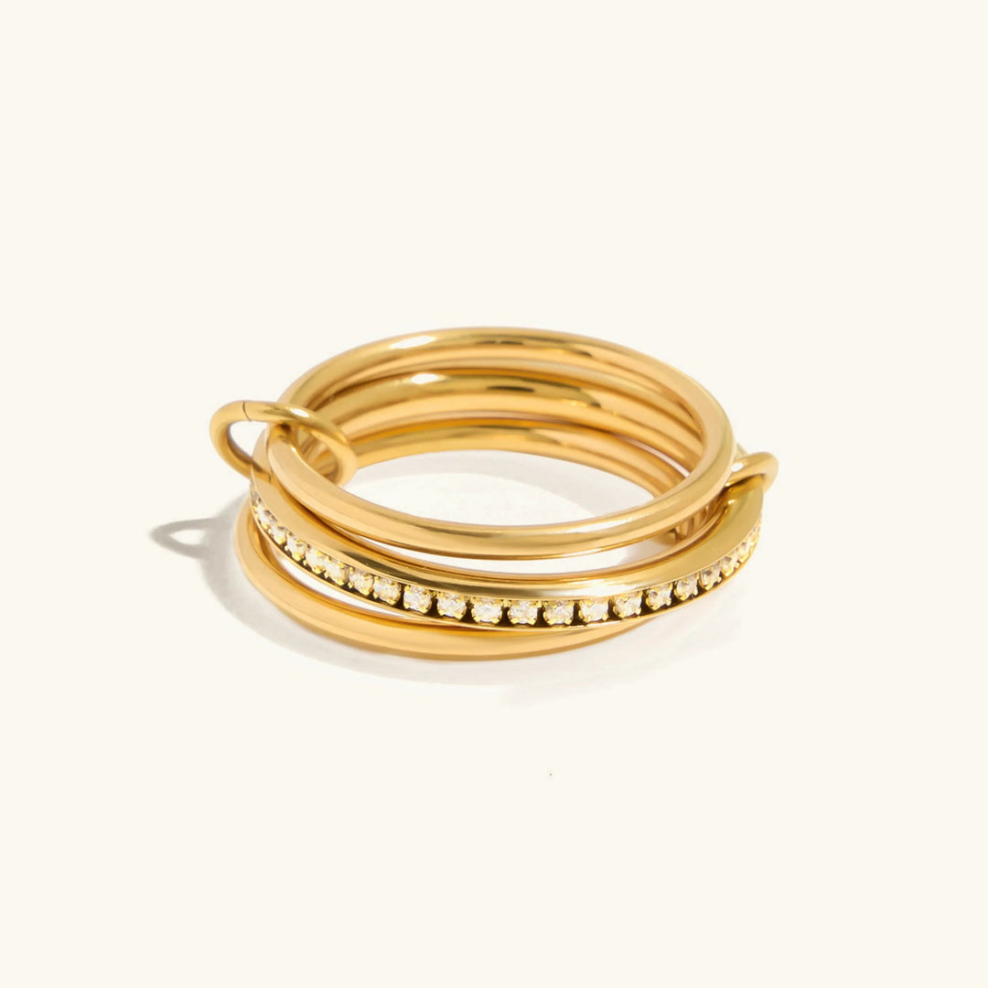 Gold-Plated Cubic Zirconia Stackable Ring Set for Women