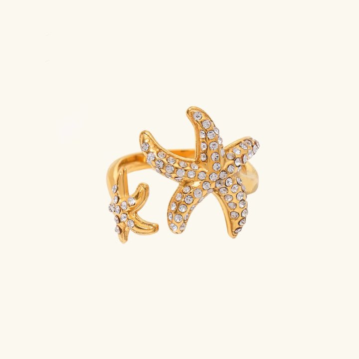 Gold-Plated Starfish Diamond Open Ring