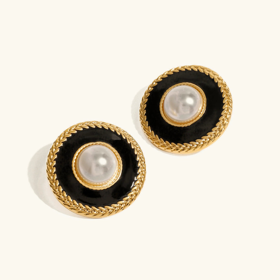 Gold-Plated Faux Pearl Statement Earrings for Women