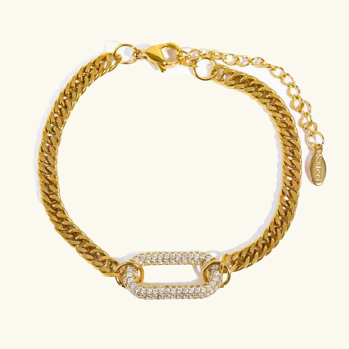 Gold-Plated Cubic Zirconia Link Bracelet for Women