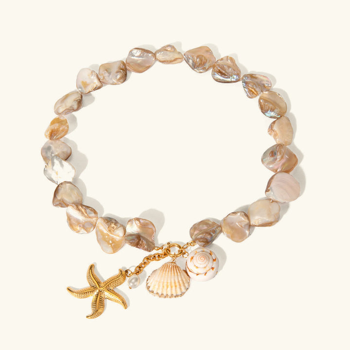 Gold-Plated Faux Pearl Charm Necklace for Women